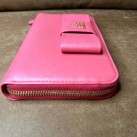 PRADA Fragola Saffiano Fiocco Zip Around Long Wallet - Picture 8 of 14
